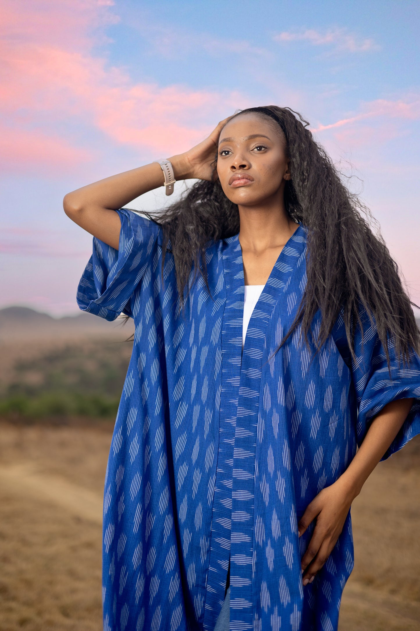 Blue Ikat Kimono Collection