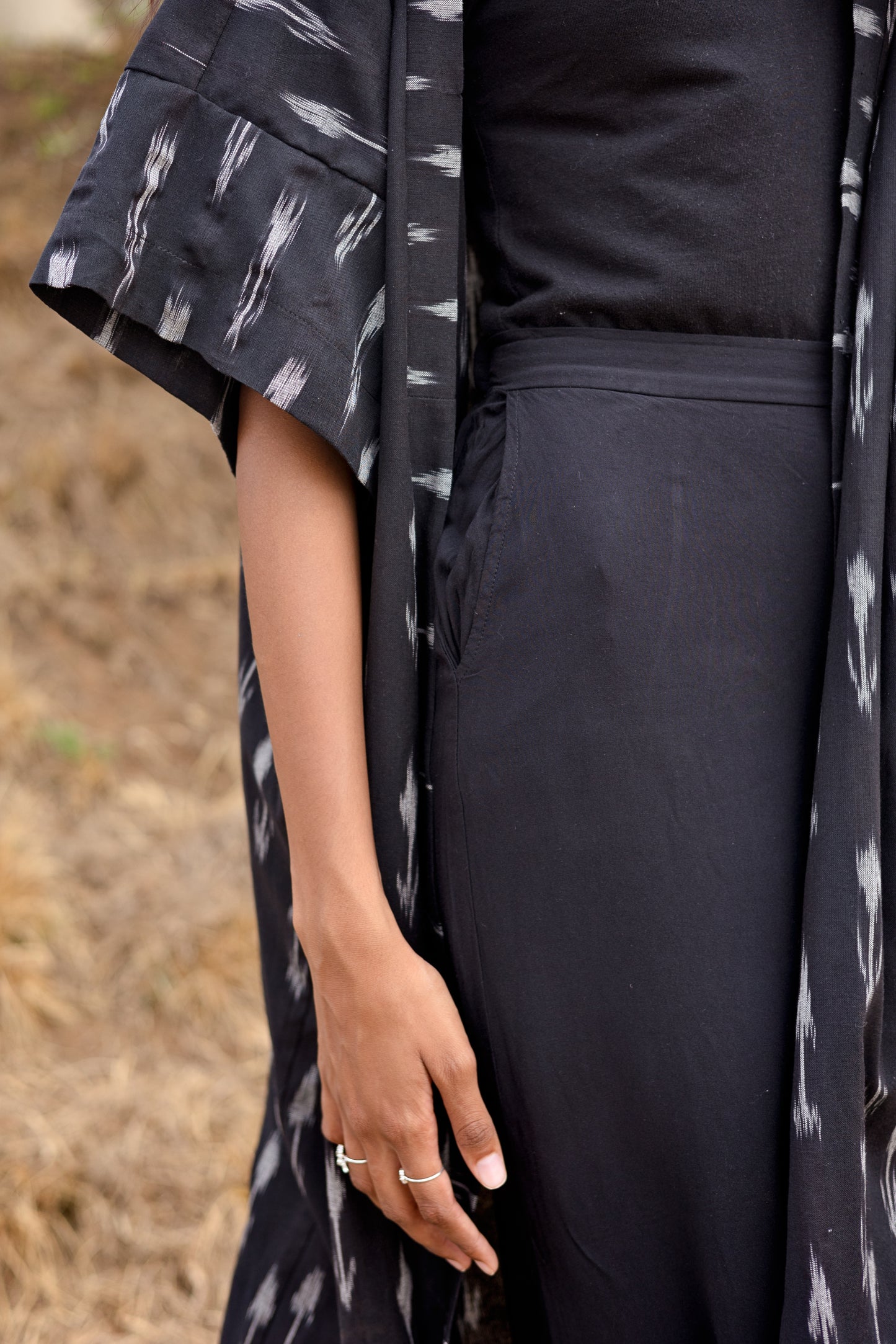 Black Ikat Cotton Kimono