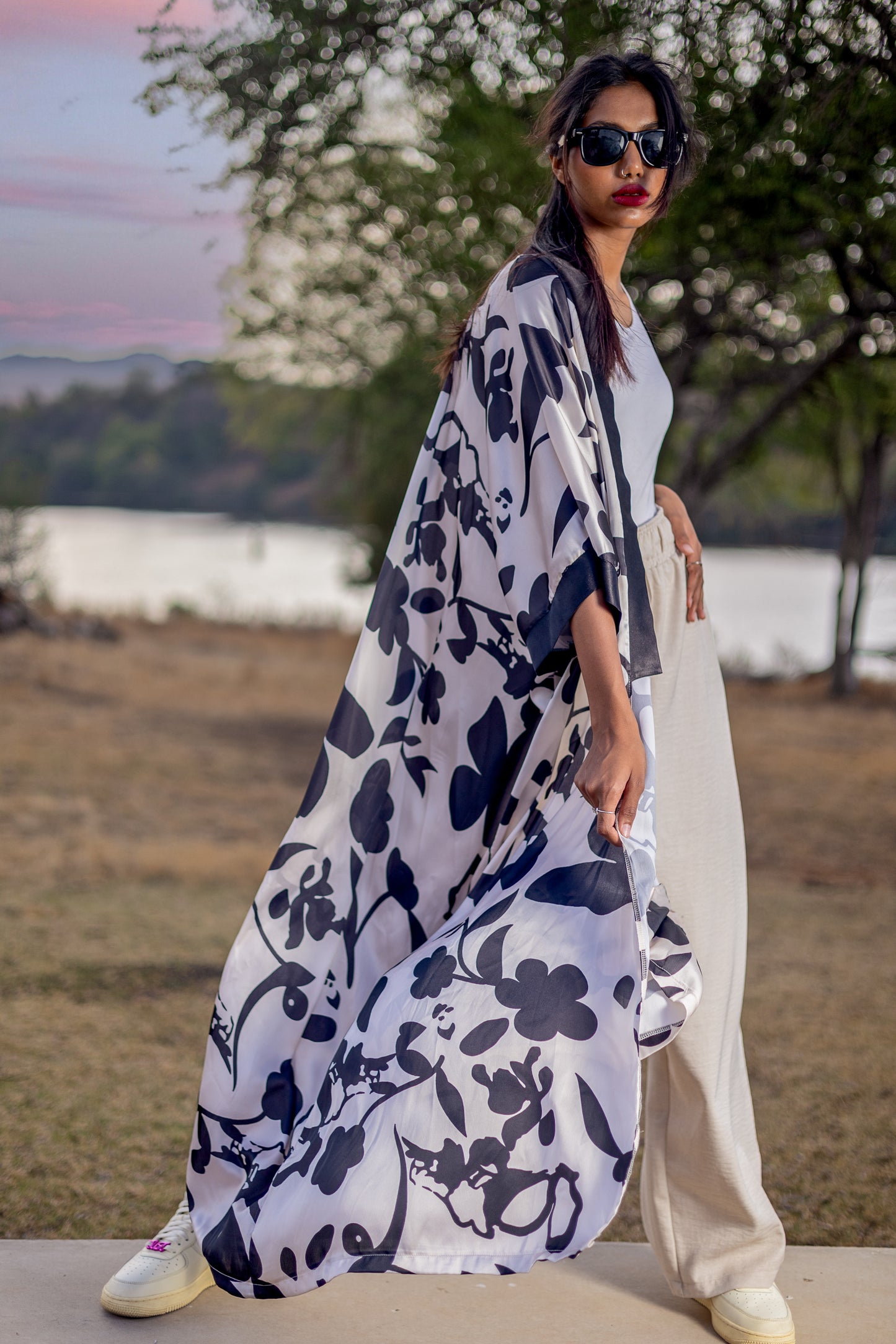 Cream Satin Kimono Maxi