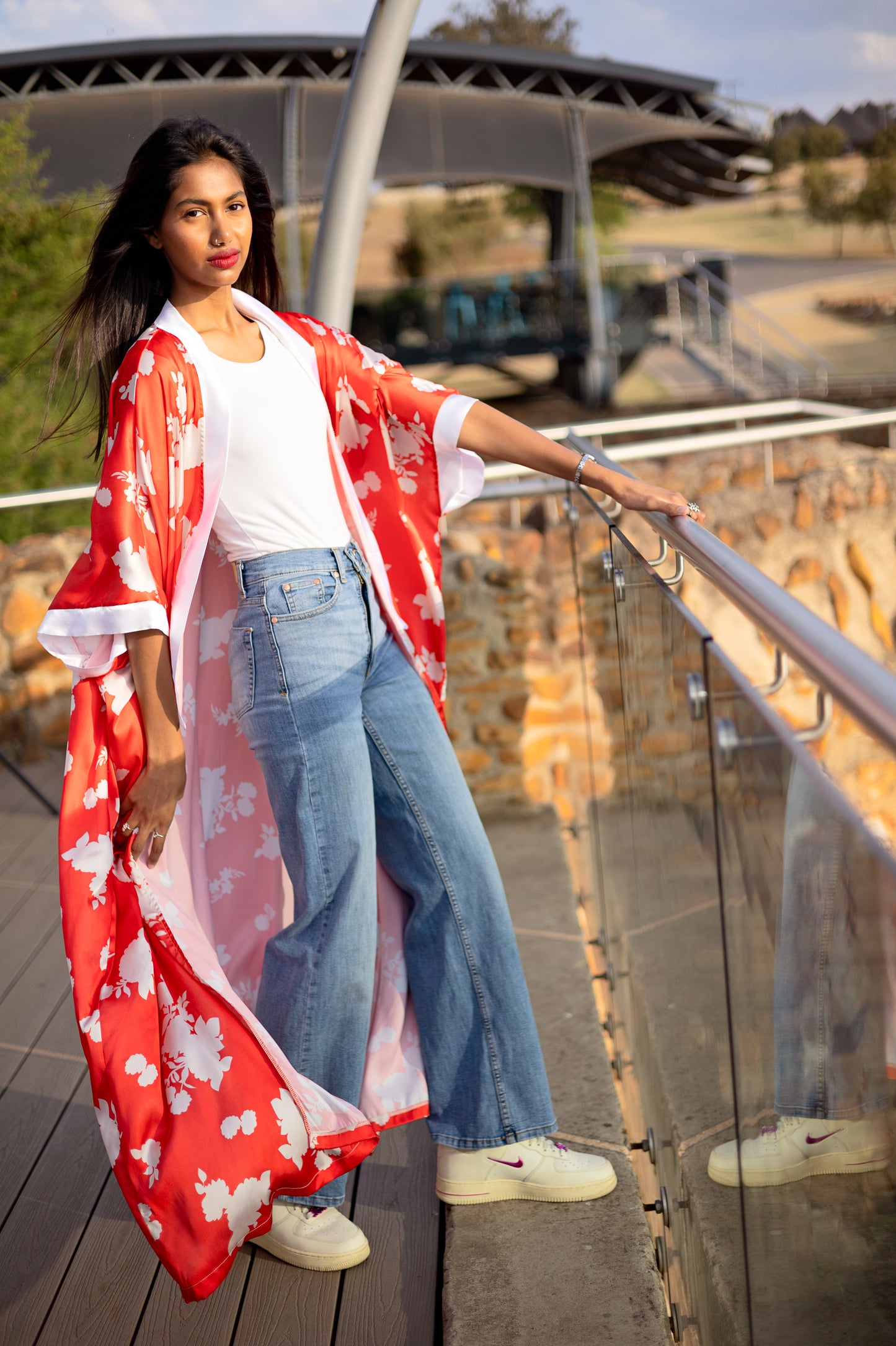 Red Satin Kimono Maxi